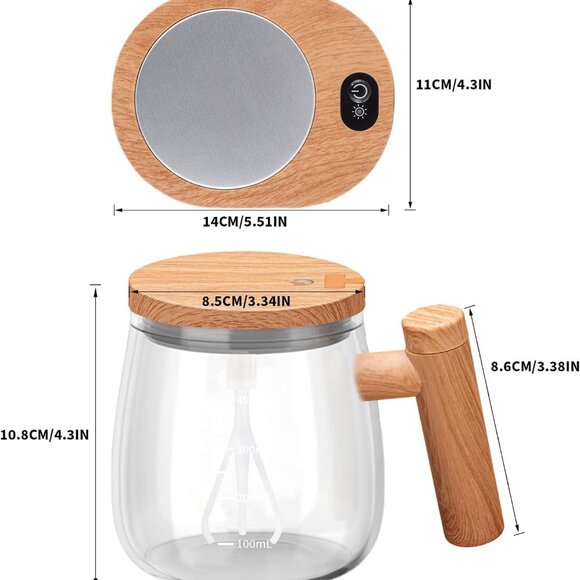 Electric Self Stirring Mug with Heating Base and Lid High Speed Glass Mixing Cup - Picture 2 of 12